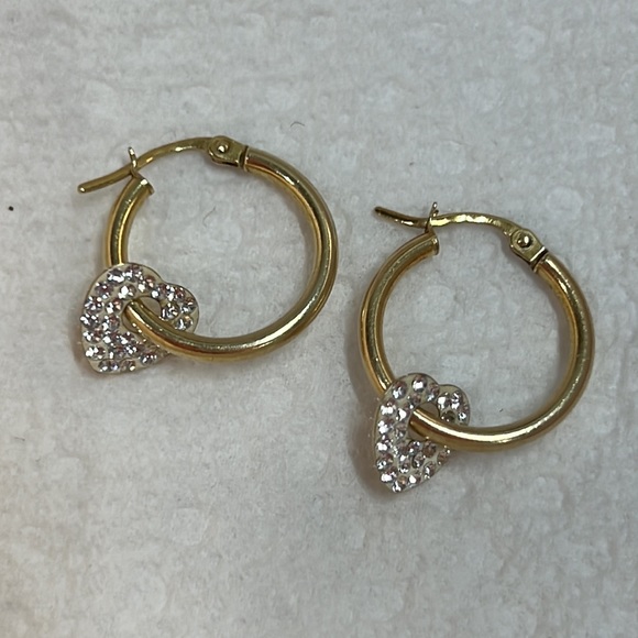 .925 sterling silver hoop earrings hearts. - Picture 3 of 3